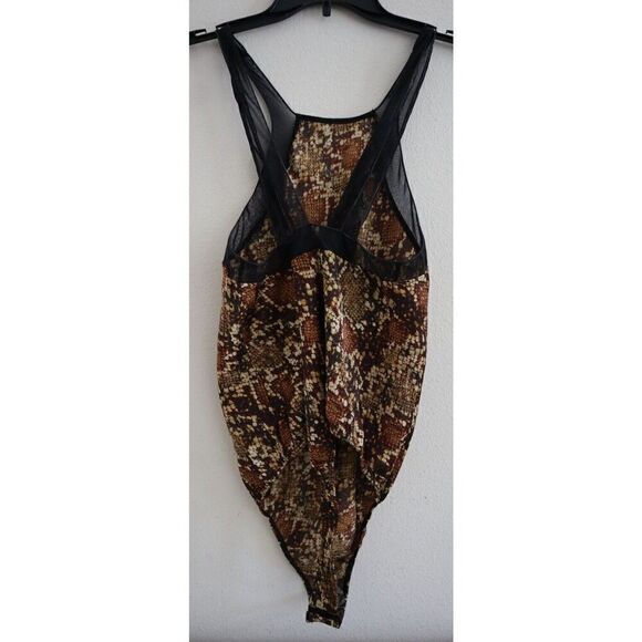 Intimately Free People OB1557014 Women's Sz S Brown Night Out Snakeskin Bodysuit - Picture 2 of 11
